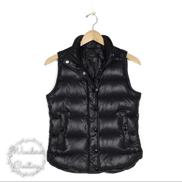 J. Crew Jackets & Blazers - J. Crew Black Shiny Down Puffer Vest